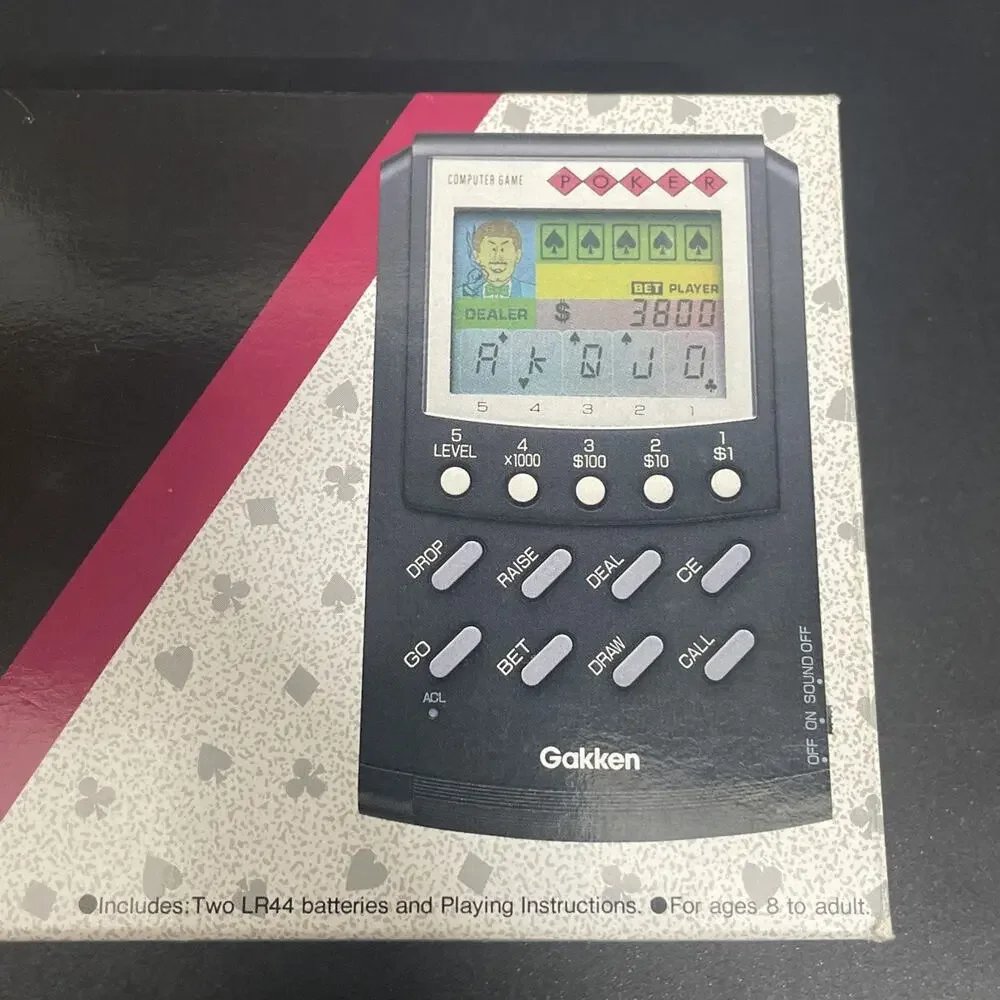Vintage Poker Game Gakken Computer Electronic Made in‎ Japan Box Instructions